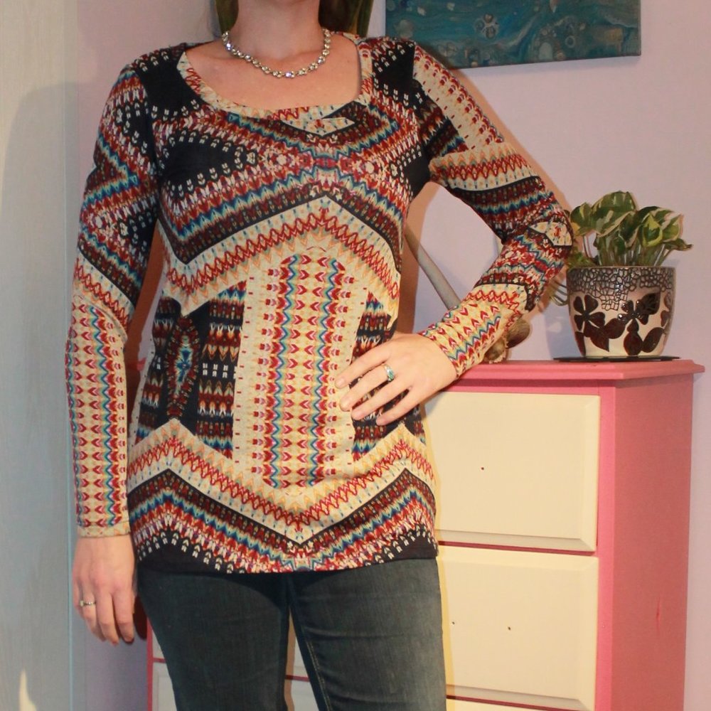 Geometric bohemian long sleeve shirt